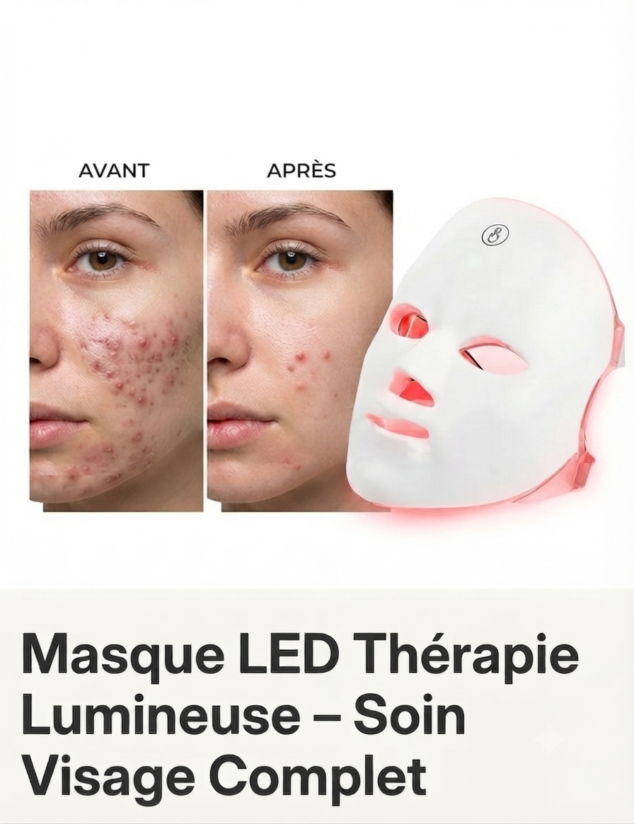 Masque LED Thérapie Lumineuse – Soin Visage Complet